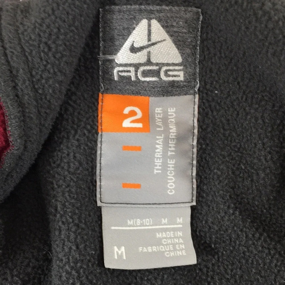 Nike ACG Thermal Layer 2 Red Gray Fleece Jacket Womens Medium Thumbhole Zip Up - Picture 6 of 13